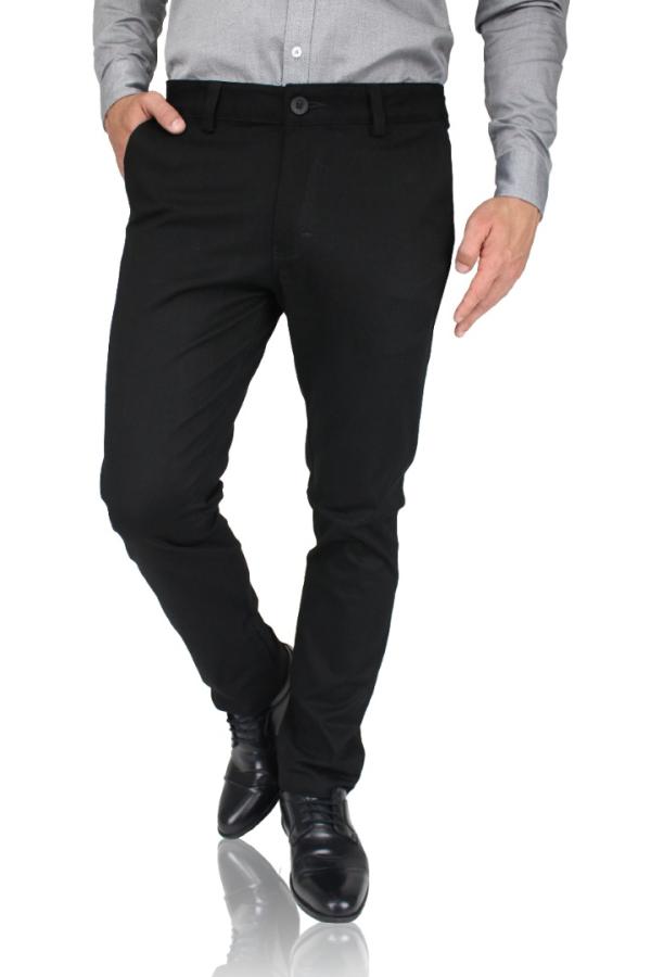 Pantalón Slim Fit Negro De Vestir Algodón Stretch Para Caballero